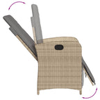 5-tlg. Garten-Essgruppe mit Kissen Beige Poly Rattan