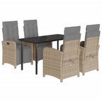 5-tlg. Garten-Essgruppe mit Kissen Beige Poly Rattan