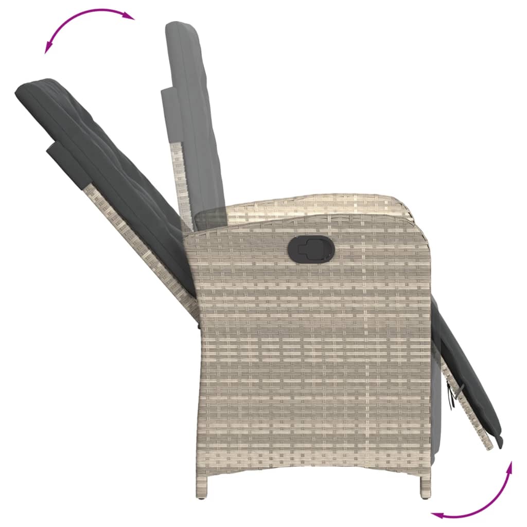 5-tlg. Garten-Essgruppe mit Kissen Hellgrau Poly Rattan