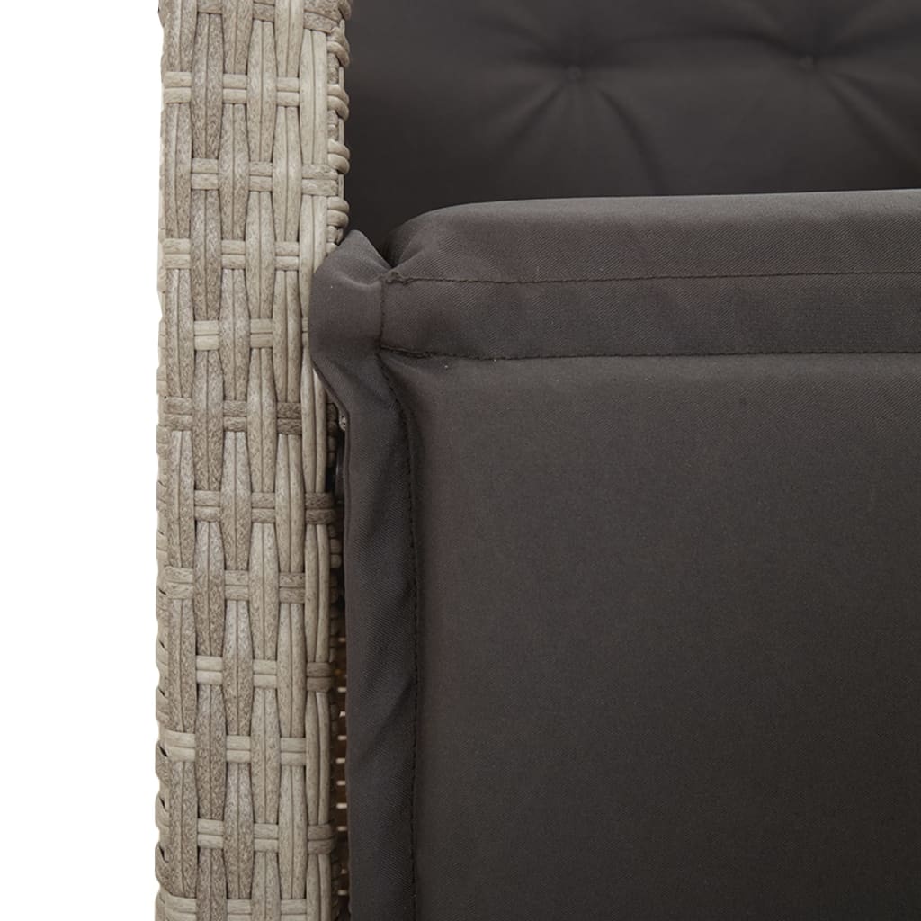 5-tlg. Garten-Essgruppe mit Kissen Hellgrau Poly Rattan