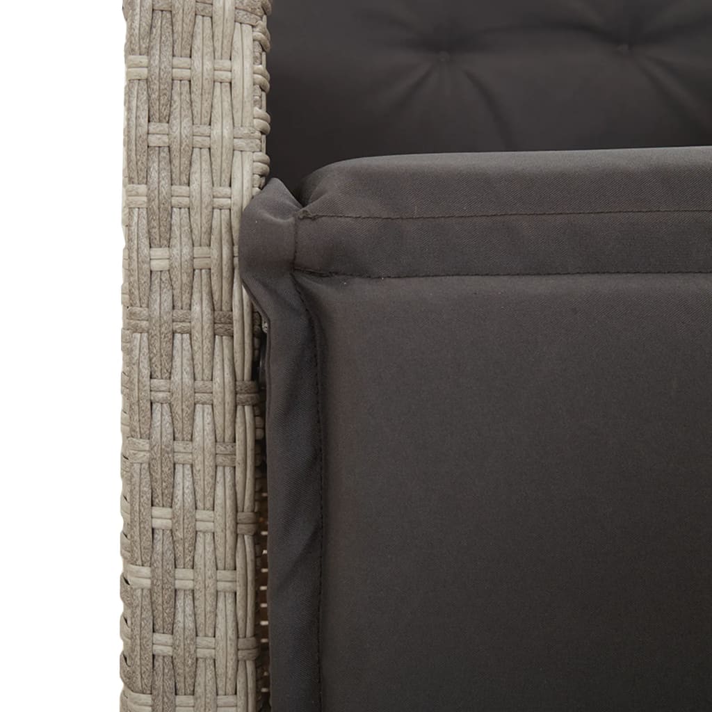 5-tlg. Garten-Essgruppe mit Kissen Hellgrau Poly Rattan