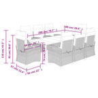 9-tlg. Garten-Essgruppe mit Kissen Grau Poly Rattan