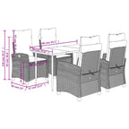 5-tlg. Garten-Essgruppe mit Kissen Beige Poly Rattan
