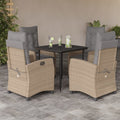 5-tlg. Garten-Essgruppe mit Kissen Beigemischung Poly Rattan