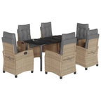 7-tlg. Garten-Essgruppe mit Kissen Beigemischung Poly Rattan