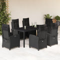 7-tlg. Garten-Essgruppe mit Kissen Schwarz Poly Rattan
