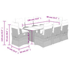 9-tlg. Garten-Essgruppe mit Kissen Beige Poly Rattan