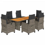 9-tlg. Garten-Essgruppe mit Kissen Grau Poly Rattan