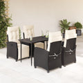 5-tlg. Garten-Essgruppe mit Kissen Schwarz Poly Rattan