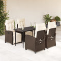 5-tlg. Garten-Essgruppe mit Kissen Braun Poly Rattan