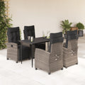 5-tlg. Garten-Essgruppe mit Kissen Grau Poly Rattan