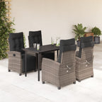 5-tlg. Garten-Essgruppe mit Kissen Grau Poly Rattan