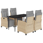 5-tlg. Garten-Essgruppe mit Kissen Beigemischung Poly Rattan