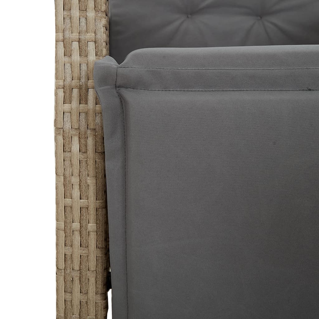 5-tlg. Garten-Essgruppe mit Kissen Beigemischung Poly Rattan
