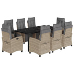 9-tlg. Garten-Essgruppe mit Kissen Beigemischung Poly Rattan