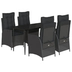 5-tlg. Garten-Essgruppe mit Kissen Schwarz Poly Rattan