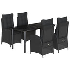 5-tlg. Garten-Essgruppe mit Kissen Schwarz Poly Rattan