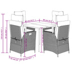 5-tlg. Garten-Essgruppe mit Kissen Braun Poly Rattan