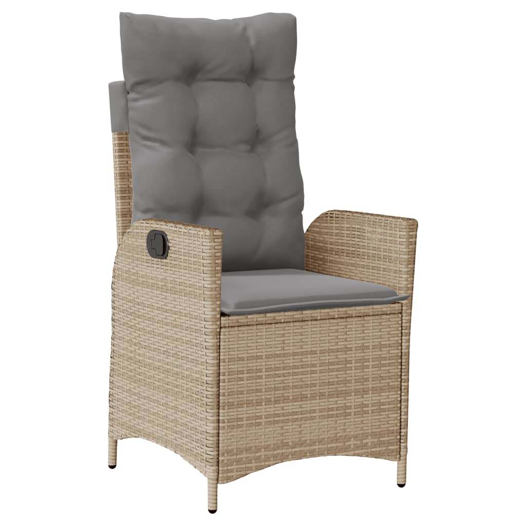 7-tlg. Garten-Essgruppe mit Kissen Beige Poly Rattan