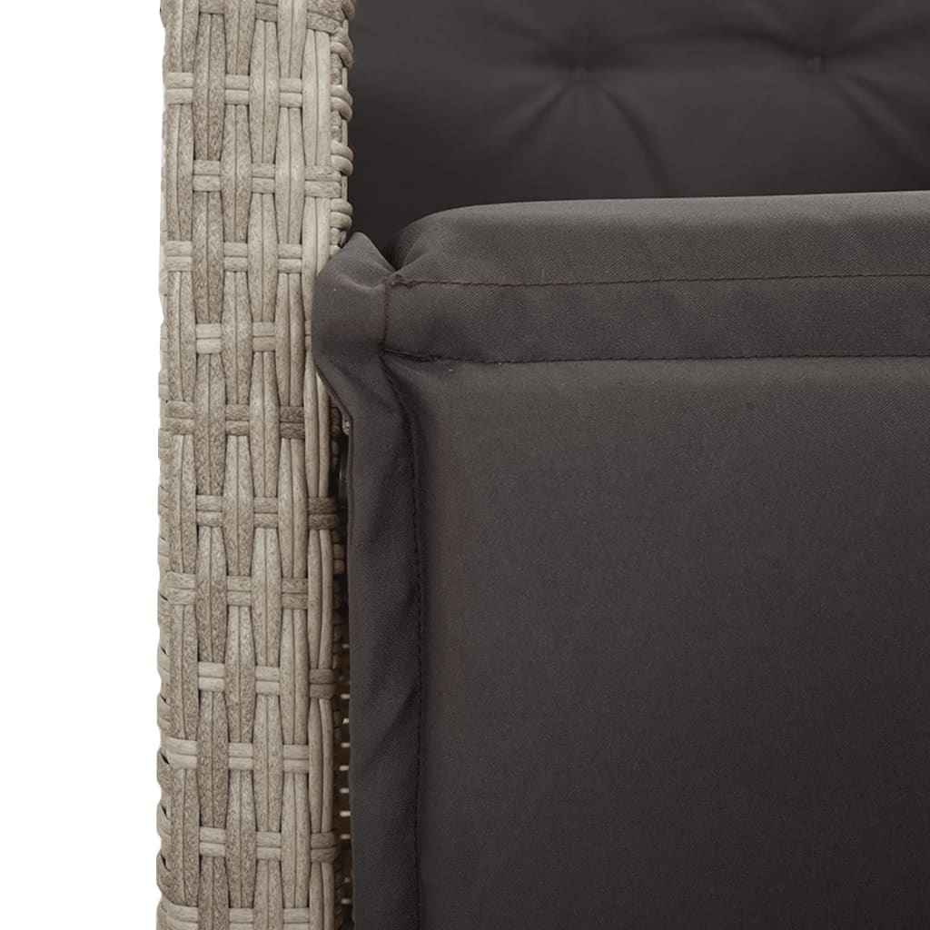 5-tlg. Garten-Essgruppe mit Kissen Hellgrau Poly Rattan