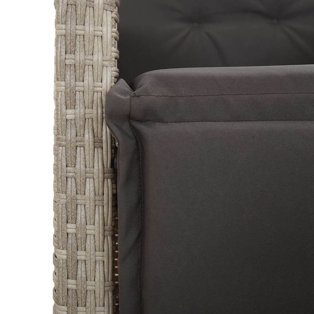 5-tlg. Garten-Essgruppe mit Kissen Hellgrau Poly Rattan