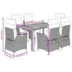7-tlg. Garten-Essgruppe mit Kissen Grau Poly Rattan