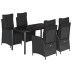 5-tlg. Garten-Essgruppe mit Kissen Schwarz Poly Rattan