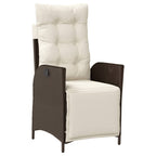 3-tlg. Garten-Essgruppe mit Kissen Braun Poly Rattan