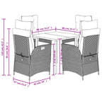 5-tlg. Garten-Essgruppe mit Kissen Braun Poly Rattan