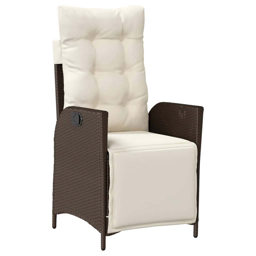 5-tlg. Garten-Essgruppe mit Kissen Braun Poly Rattan