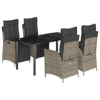 5-tlg. Garten-Essgruppe mit Kissen Grau Poly Rattan