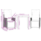 3-tlg. Garten-Essgruppe mit Kissen Beige Poly Rattan