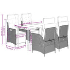 5-tlg. Garten-Essgruppe mit Kissen Beige Poly Rattan