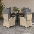 5-tlg. Garten-Essgruppe mit Kissen Beigemischung Poly Rattan