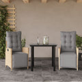 3-tlg. Garten-Essgruppe mit Kissen Beigemischung Poly Rattan