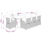 9-tlg. Garten-Essgruppe mit Kissen Beigemischung Poly Rattan