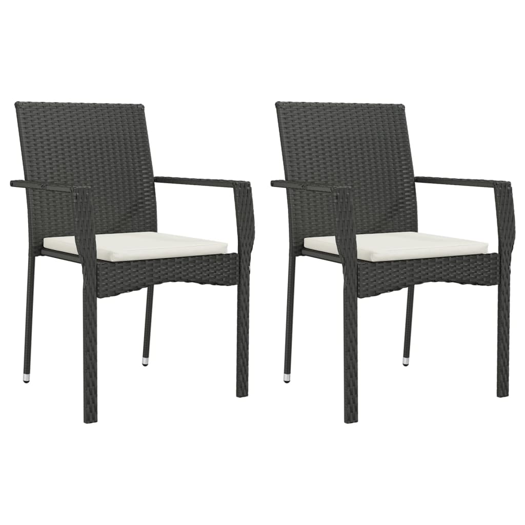 9-tlg. Garten-Essgruppe mit Kissen Schwarz Poly Rattan