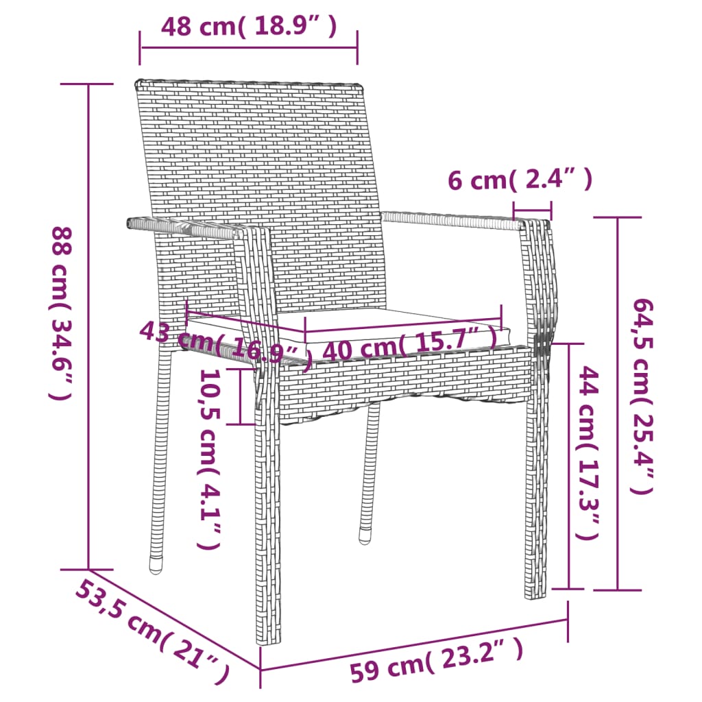 9-tlg. Garten-Essgruppe mit Kissen Schwarz Poly Rattan