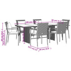 9-tlg. Garten-Essgruppe mit Kissen Grau Poly Rattan