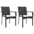 9-tlg. Garten-Essgruppe mit Kissen Schwarz Poly Rattan