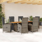 7-tlg. Garten-Essgruppe mit Kissen Grau Poly Rattan