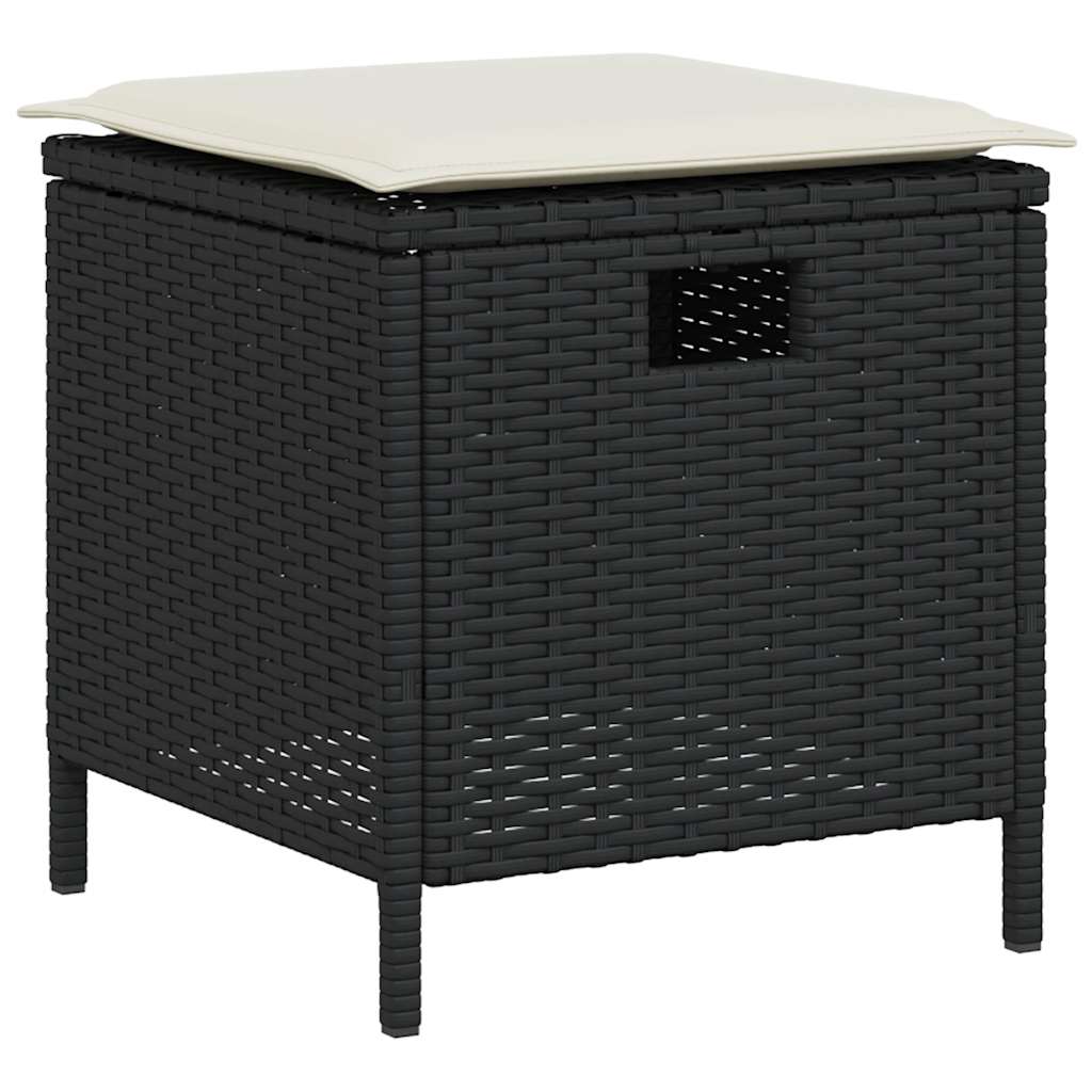 6tlg. Garten-Sofagarnitur mit Kissen L-Form Schwarz Poly Rattan