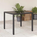 Gartentisch mit Glasplatte Schwarz 90x90x75 cm Poly Rattan