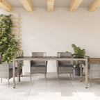 Gartentisch mit Glasplatte Grau 190x90x75 cm Poly Rattan