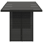 Gartentisch mit Glasplatte Schwarz 190x80x75 cm Poly Rattan