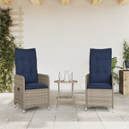 Gartenstühle Verstellbar 2 Stk. mit Kissen Grau Poly Rattan
