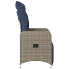 Gartensessel Verstellbar mit Kissen Grau Poly Rattan