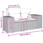 Gartensofa mit Kissen 2-Sitzer Schwarz Poly Rattan