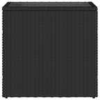 Garten-Beistelltisch mit Glasplatte Schwarz 58x27,5x55cm Rattan