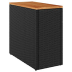 Garten-Beistelltisch mit Holzplatte Schwarz 58x27,5x55 cm Poly Rattan